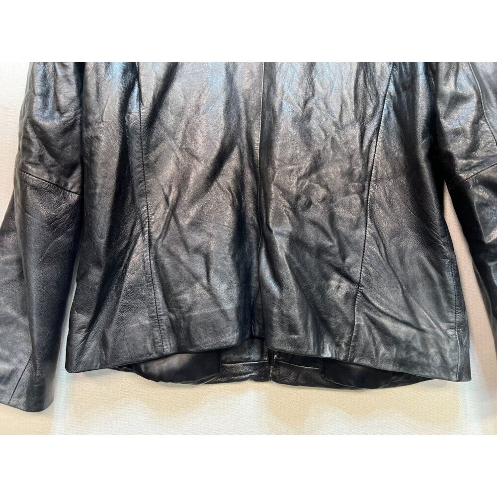 Nine West Women's Classic Leather Jacket Size L Black Full Zipper - Picture 11 of 11